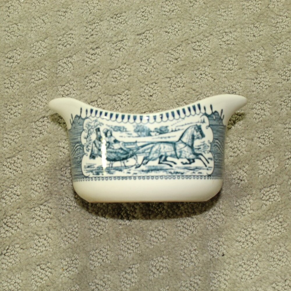 Currier & Ives Two Spout Gravy Bowl